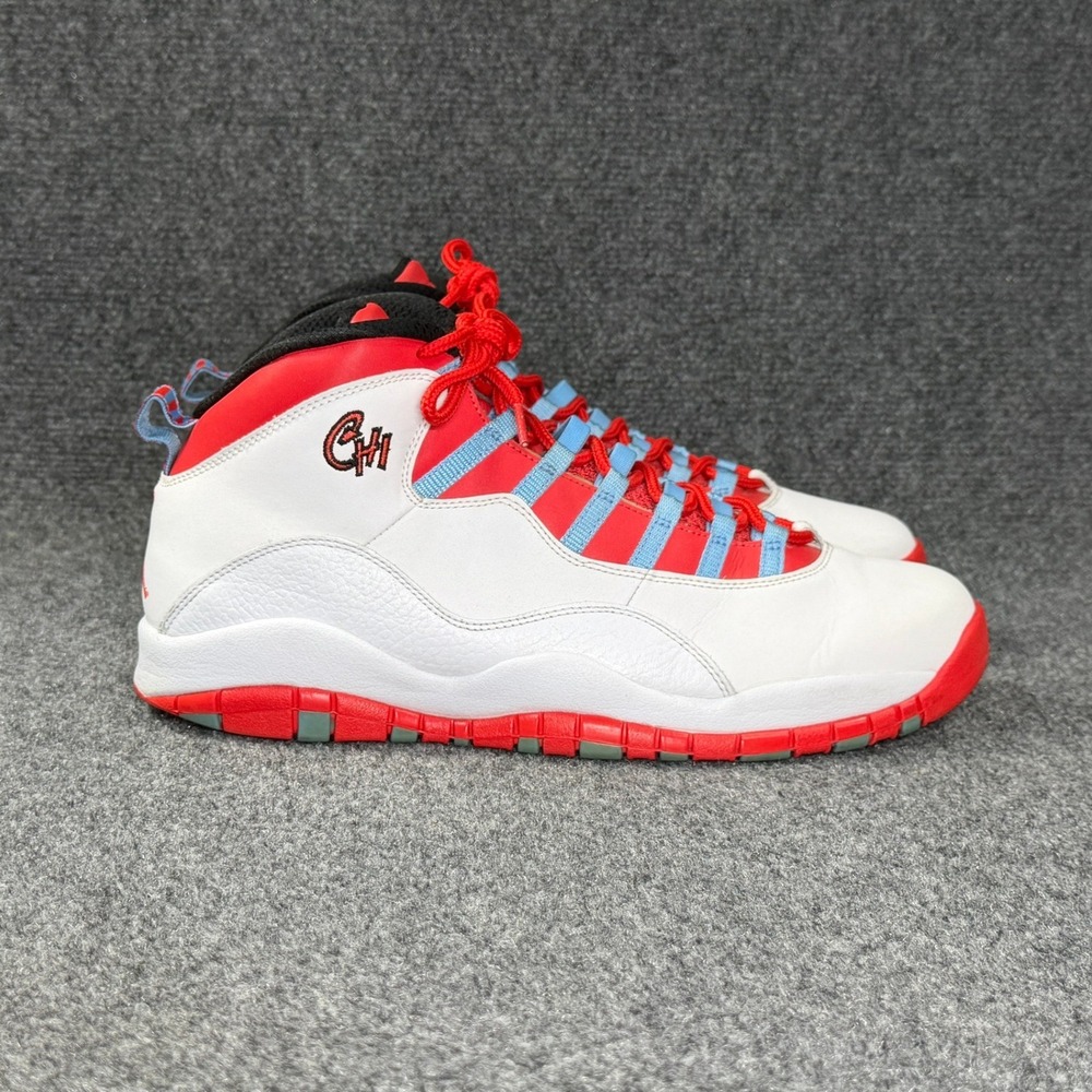 Jordan 10 Retro Basketball Shoes Mens 13 Chicago Flag White Red Athletic Sneaker